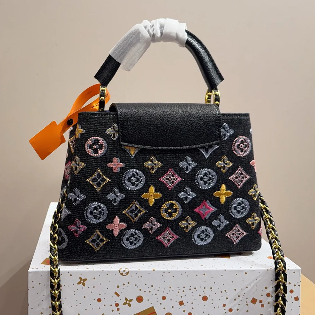 Denim Embroidered Tote Bag 1025092306