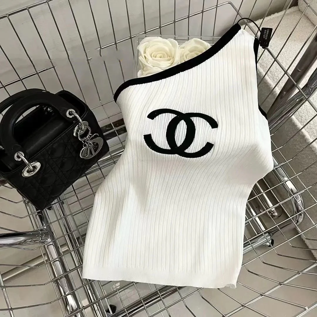 Fashion New Knitted Sling Spice Girl Slant Shoulder Vest Top 1024031120