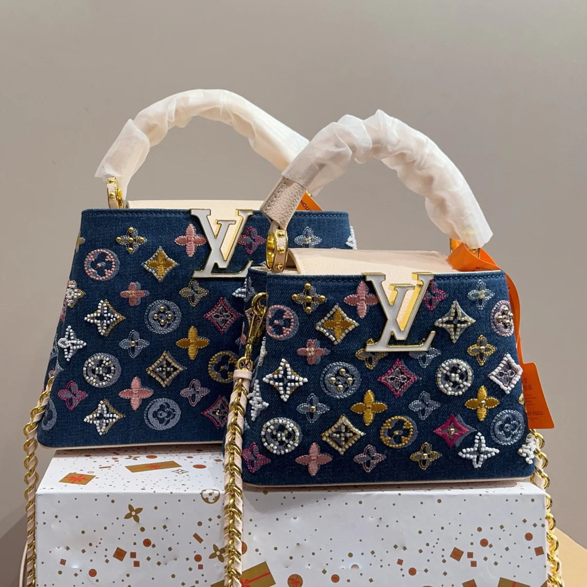 Denim Embroidered Tote Bag 1025092306