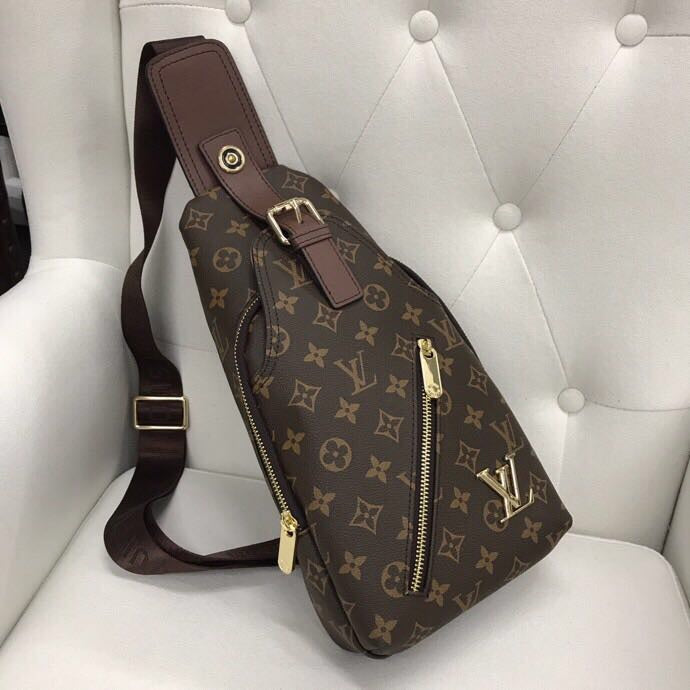 Classic Brown VL Print Backpack Chest Bag XC0423081604