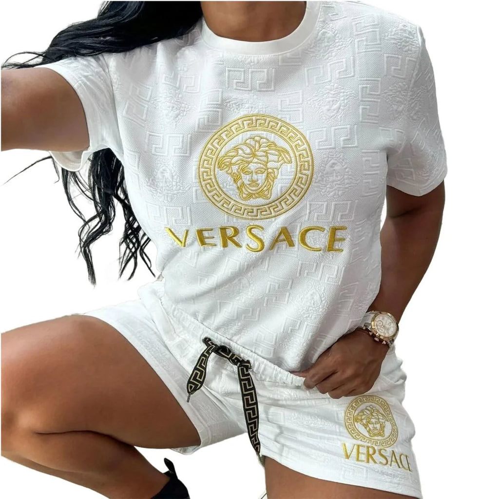 Fashion Trend New Embossed Short Sleeve Shorts Suit 1024062107