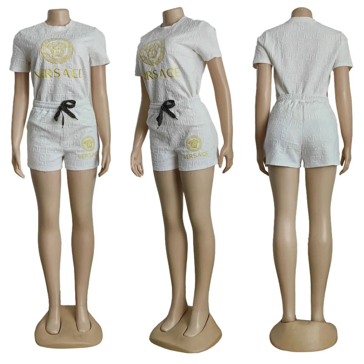 Fashion Trend New Embossed Short Sleeve Shorts Suit 1024062107