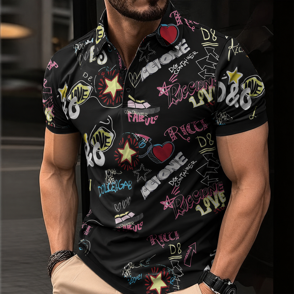Men's Summer Fashion Printed Polo Shirts 3D1026070604