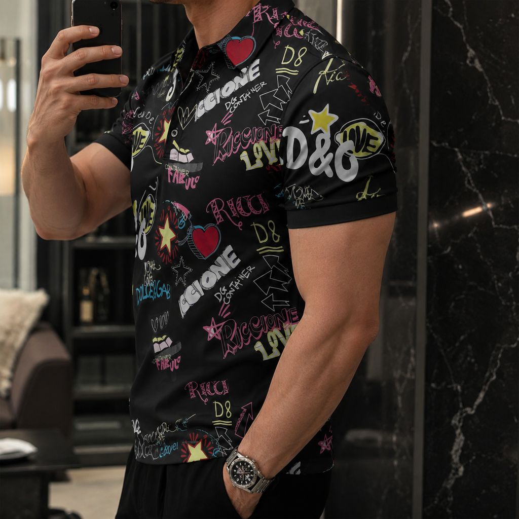 Men's Summer Fashion Printed Polo Shirts 3D1026070604