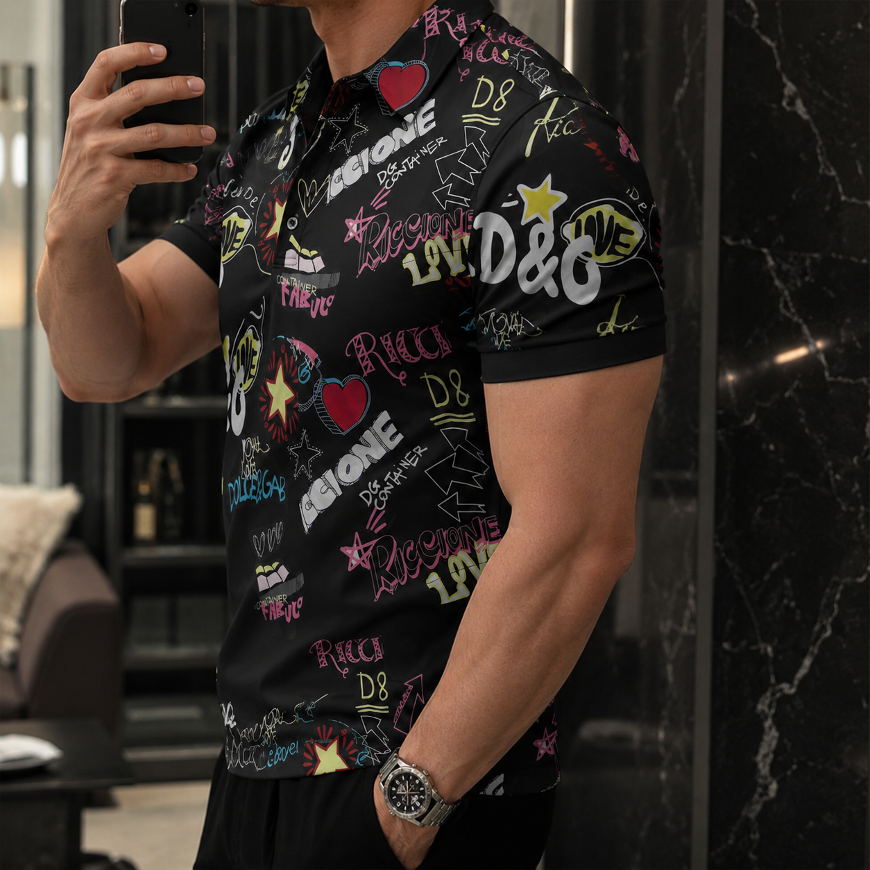 Men's Summer Fashion Printed Polo Shirts 3D1026070604
