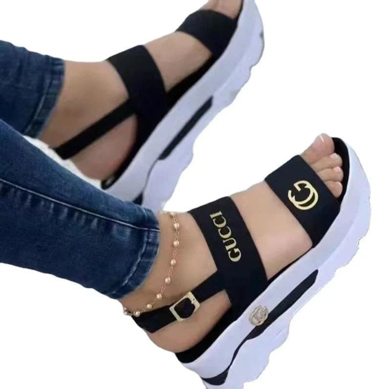 New Round Toe Fish Toe Platform Wedge Sandals 1024041829