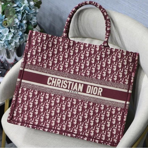 Book Tote Blue Oblique Embroidery Bags