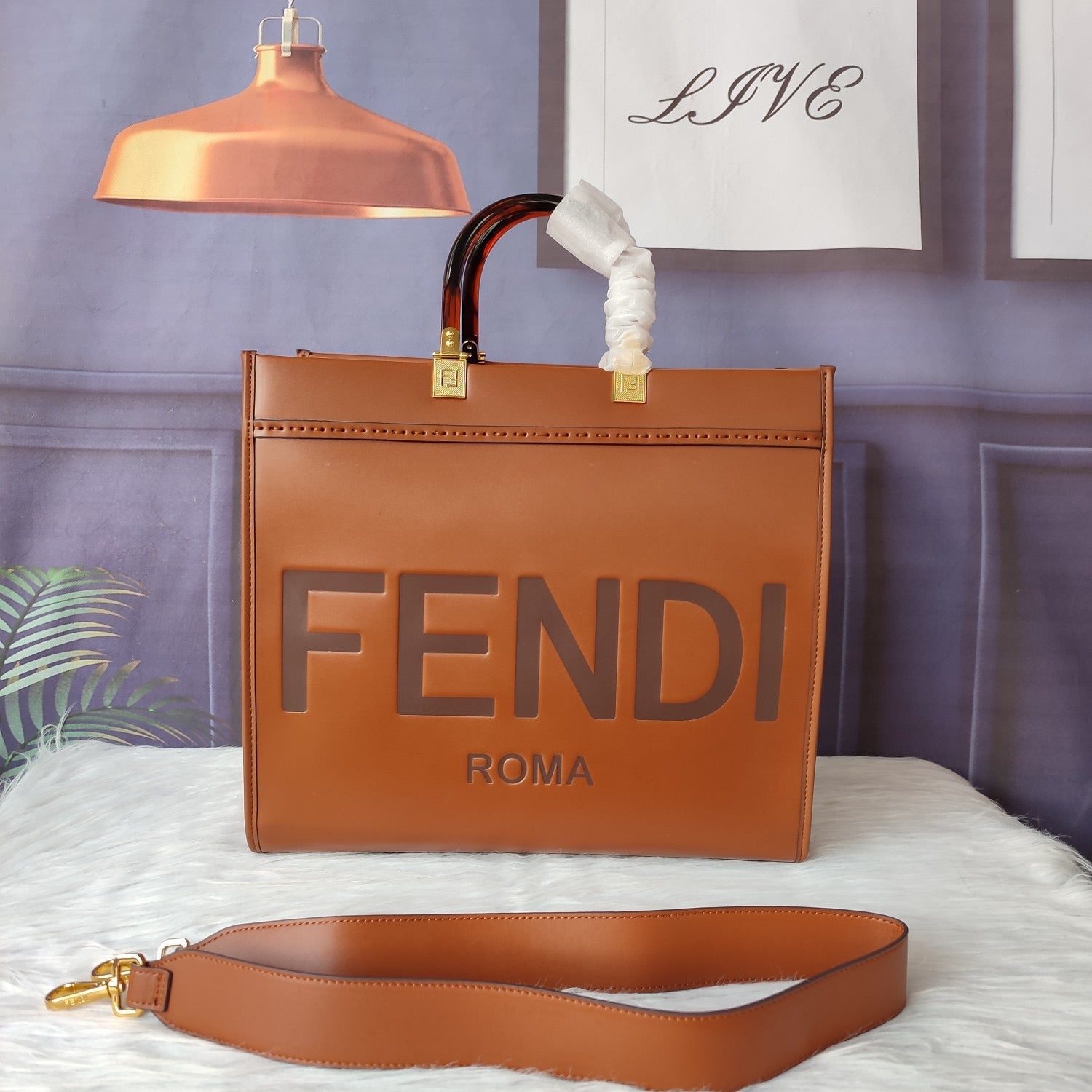 FF Fashion Brown Leather Tote Bag XC0723102602